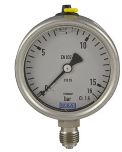 Stainless Pressure gauge Glycol filed -1 - 5 bar bottom conn